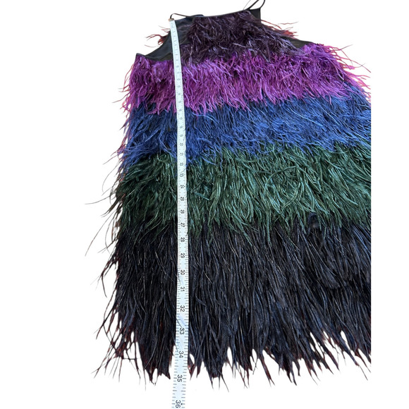 CYNTHIA ROWLEY Women's Ostrich Feather Dress XS Ivy Ombre NWT Mini $795 - Picture 5 of 10
